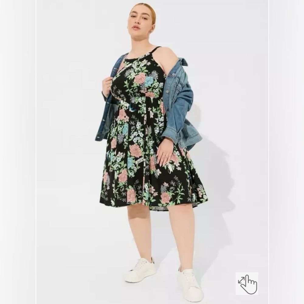 Torrid Black Floral Midi Dress